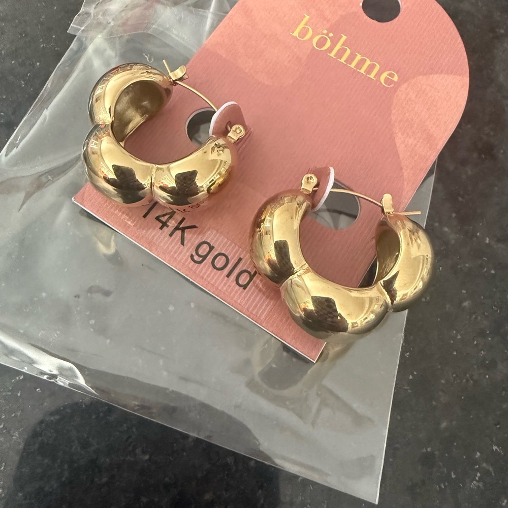 Böhme 14K Gold Plated Hoop Earrings, brand new with tags. Never worn.